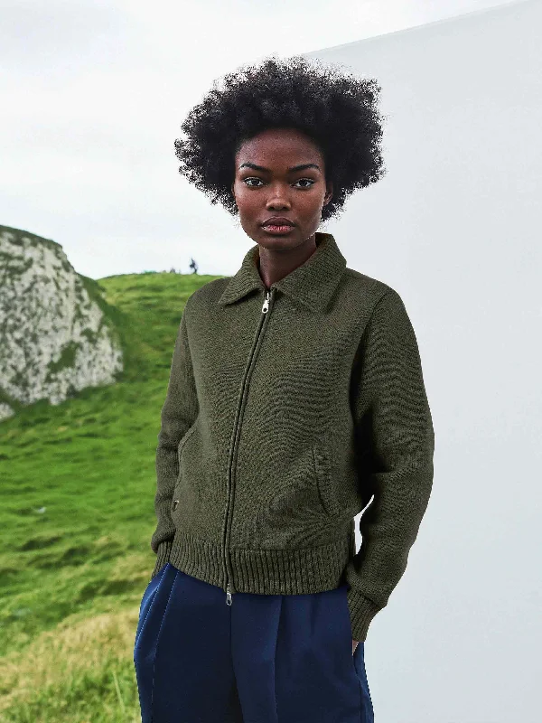 The Knitted Bomber - Moss Green