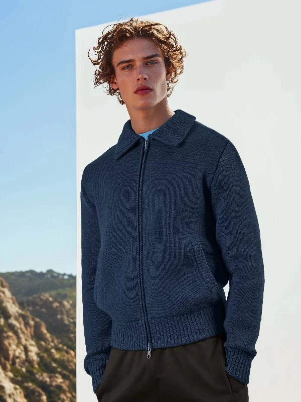 The Knitted Bomber - Atlantic Blue