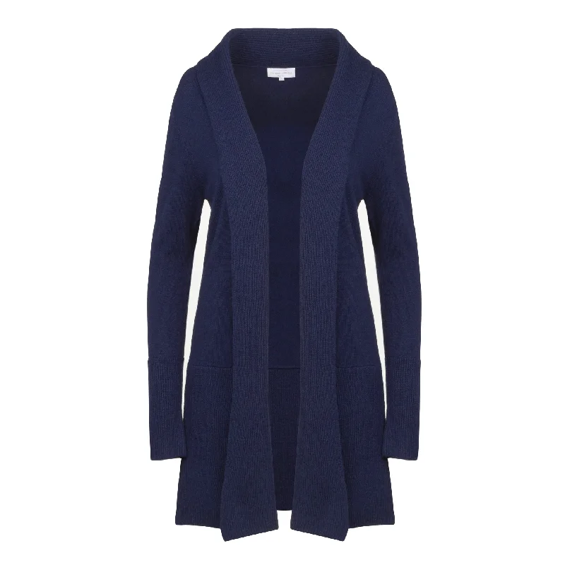 Long Cashmere Cardigan in Navy