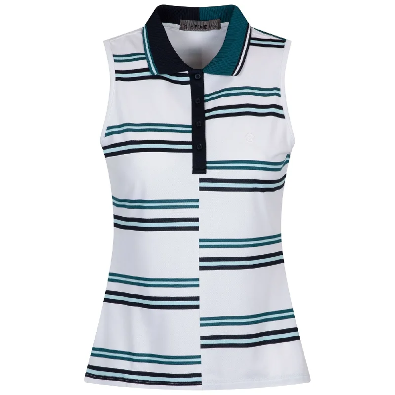 Womens Offset Stripe Tech Pique SL Polo Snow - W24