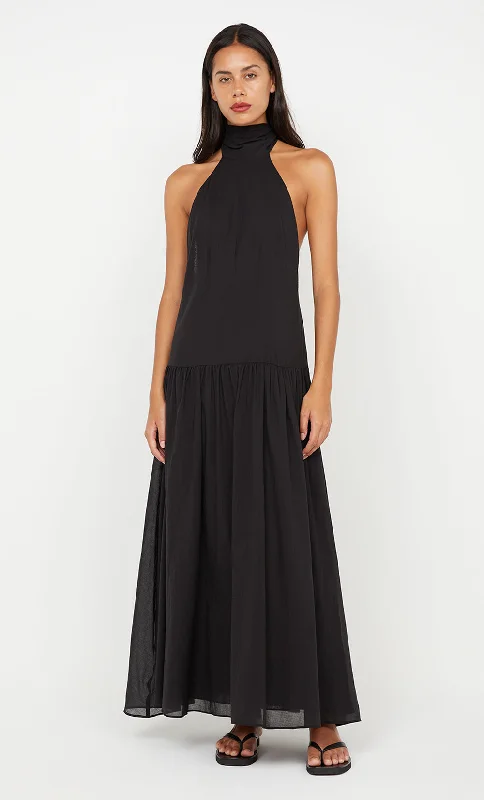 LINA HIGH NECK DRESS - BLACK