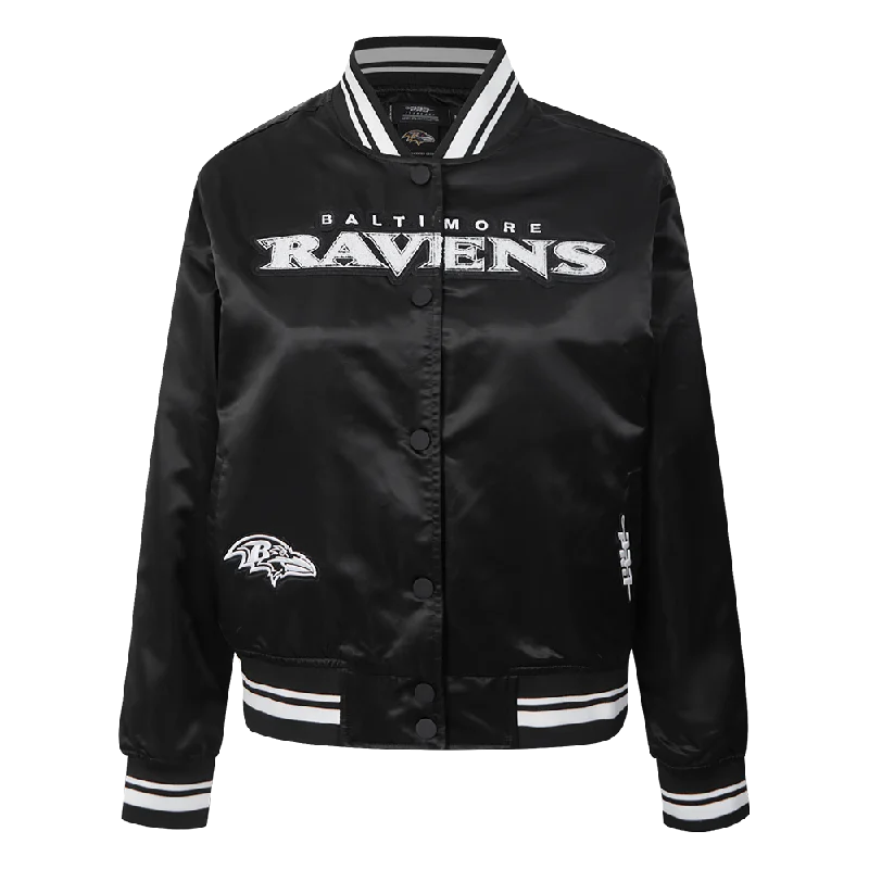 NFL BALTIMORE RAVENS PEARLS WOMEN'S RIB SATIN JACKET (BLACK)