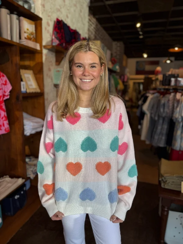 Ivory Ombre Textured Heart Sweater