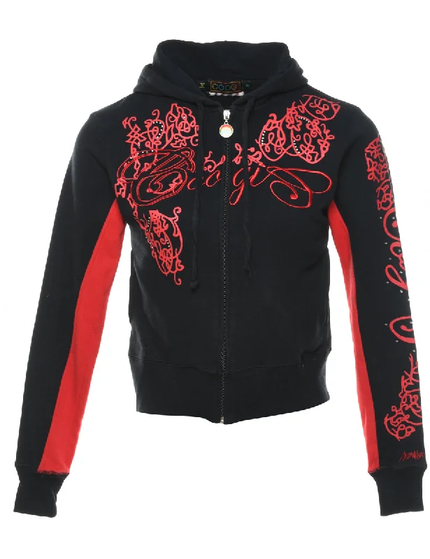 Coogi Black & Red Embroidered Hoodie - M