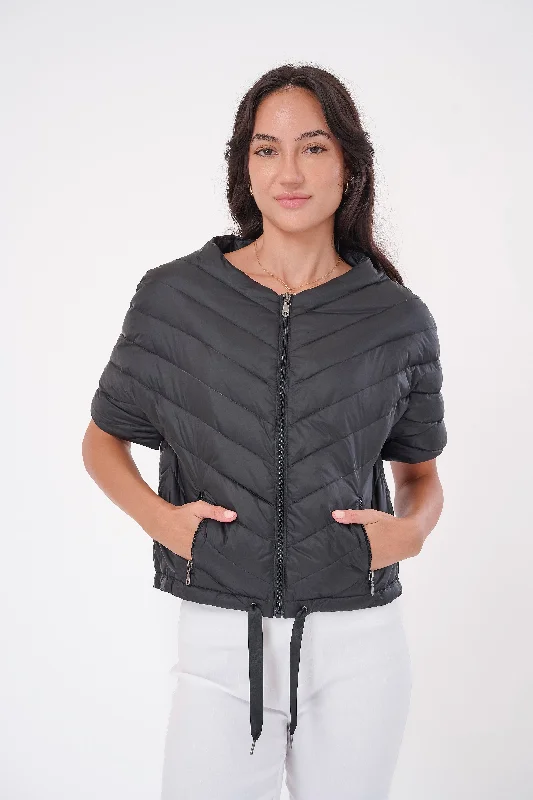 Chevron Quilted Short Sleeve Jacket