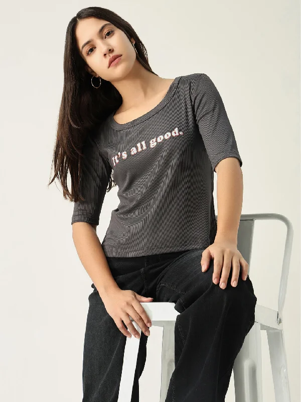 Women Solid Grey T Shirt