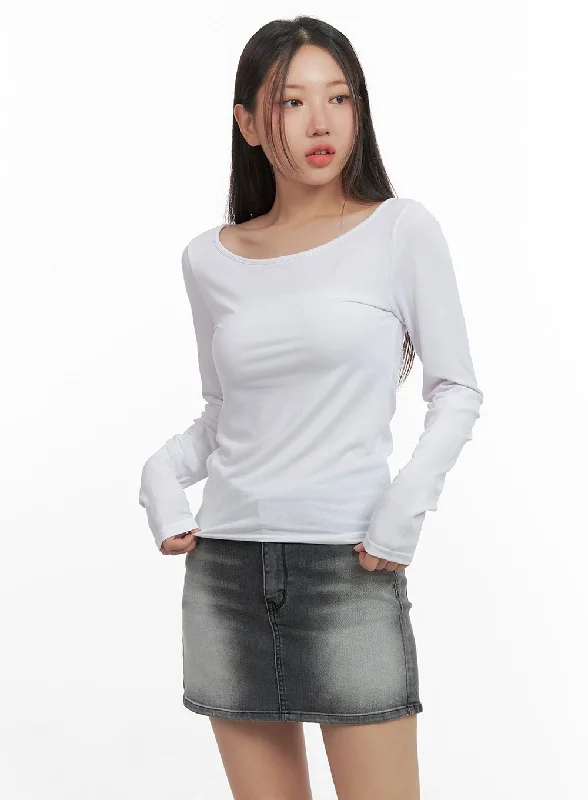 Basic U-Neck Long Sleeve Tee CO404