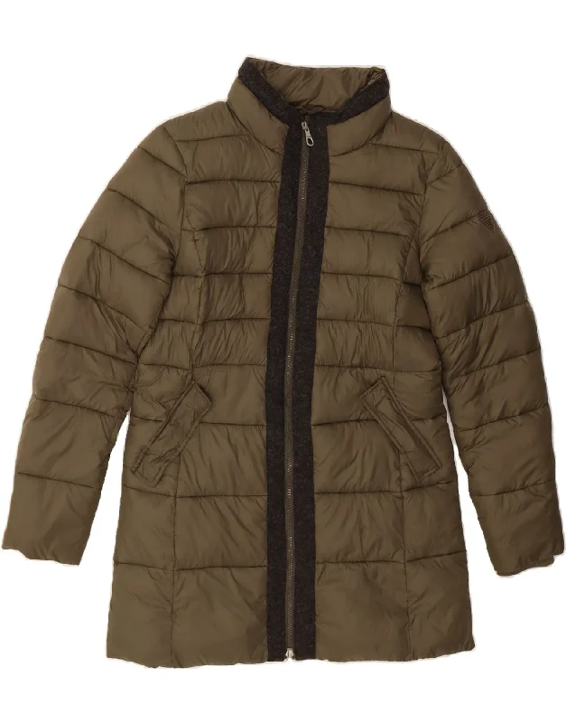 GUESS Womens Padded Coat UK 14 Medium Khaki Polyamide