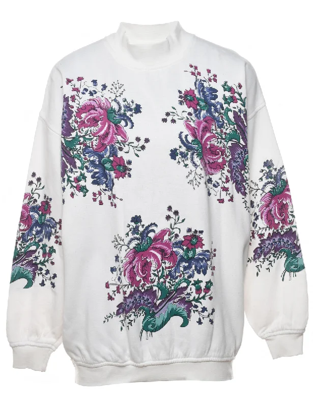 Floral Printed Multi-Colour Sweatshirt - L