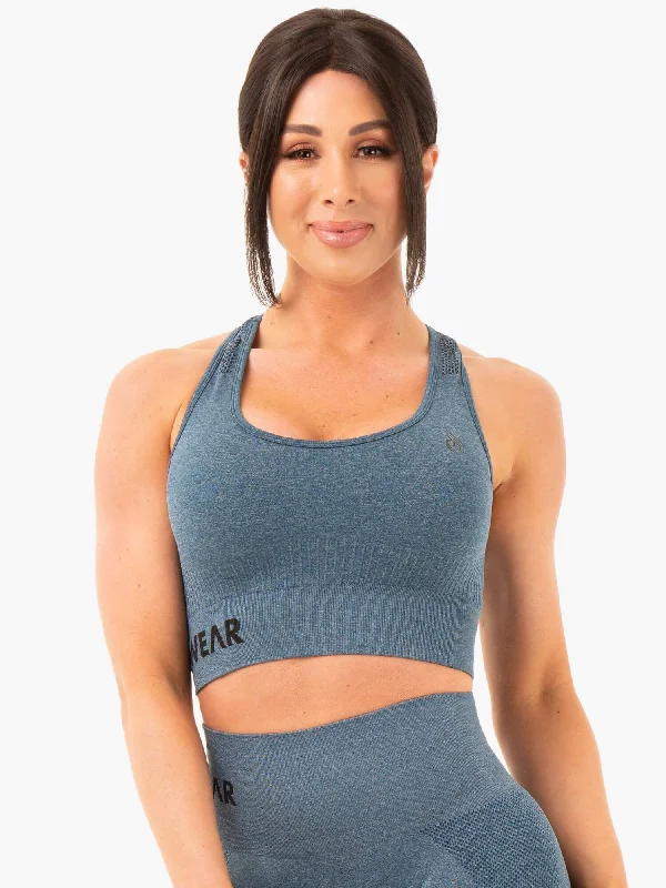 Seamless Staples Sports Bra - Teal Marl