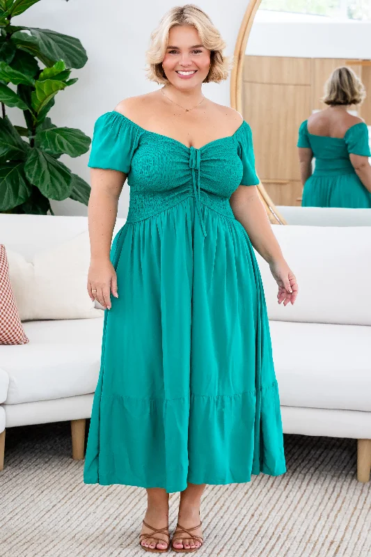 Final Sale | Kimba Midi Dress Dark Jade