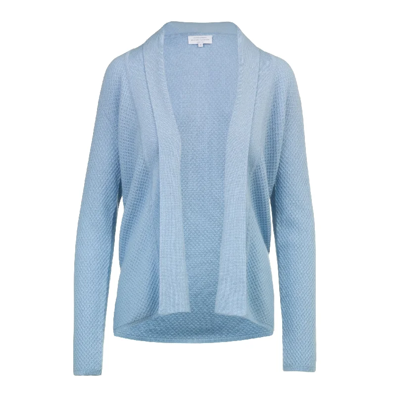 Cashmere Cardigan Honeycomb Stitch in Baby Blue