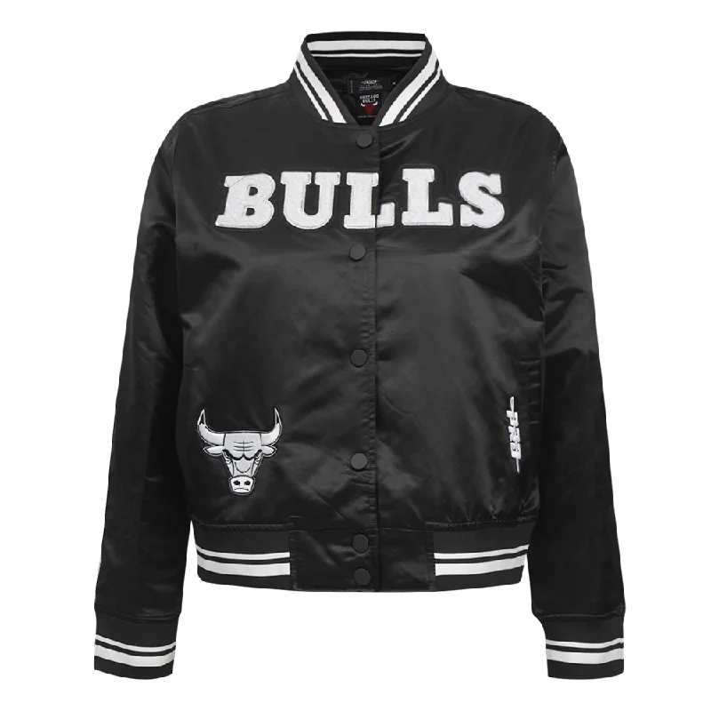 NBA CHICAGO BULLS PEARLS WOMEN'S RIB SATIN JACKET (BLACK)