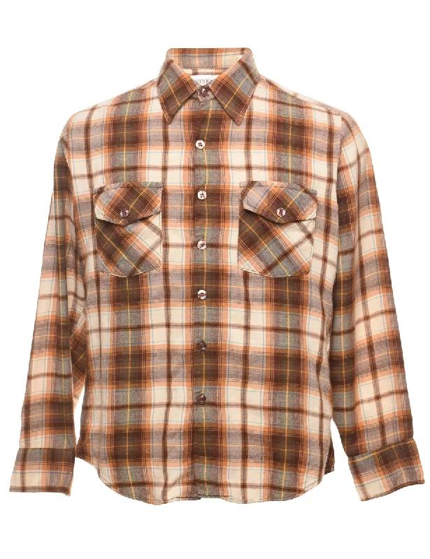 Brown Checked Shirt - M