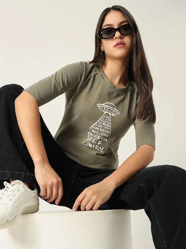 Women Graphic Olive T Shirt