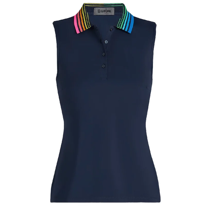 Womens Gradient Collar Silky Tech Nylon SL Polo Twilight - SS25