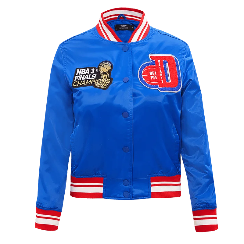 NBA DETROIT PISTONS MASHUP WOMEN'S SATIN JACKET (ROYAL BLUE/RED)