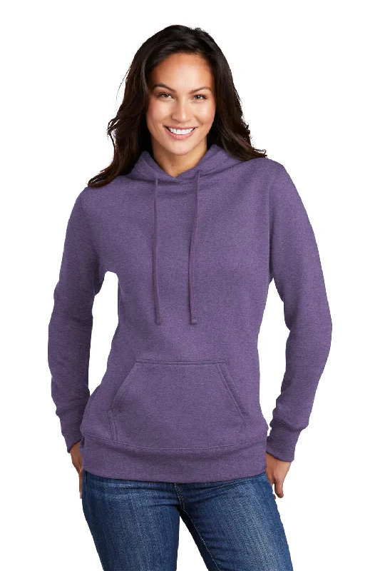 Port & Company Womens Core Fleece Hooded Sweatshirt Hoodie w/ Pouch Pocket - Heather Purple