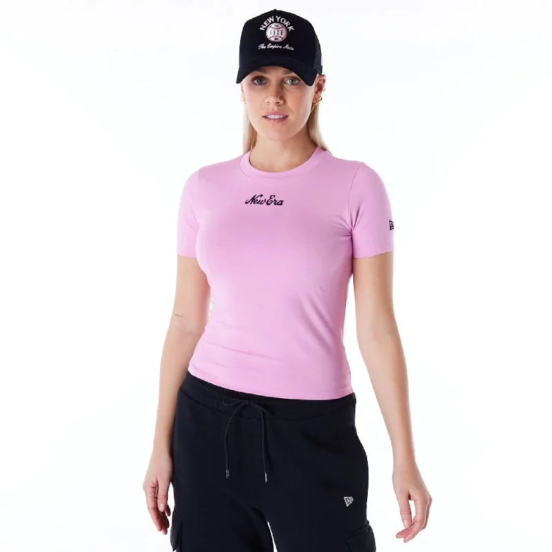 New Era Womens Pastel Pink Slim T-Shirt