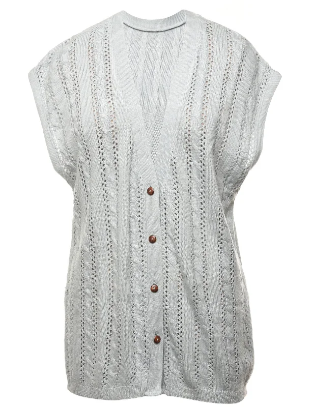 Button Front Sweater Vest - L