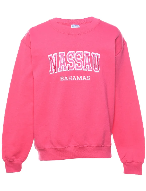 Pink Nassau Bahamas Embroidered Sweatshirt - S