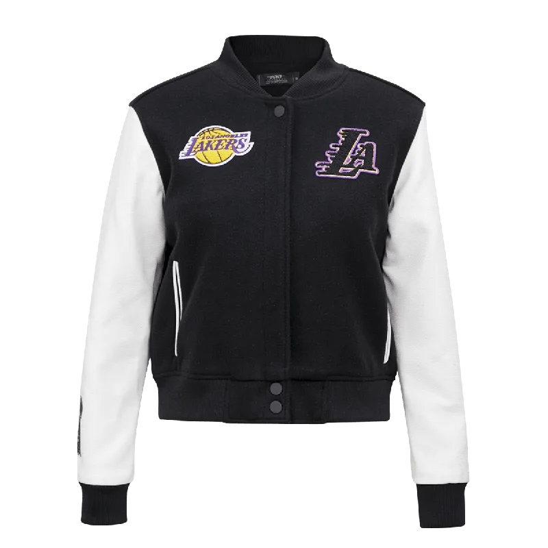 NBA LOS ANGELES LAKERS CLASSIC WOOL WOMEN'S VARSITY JACKET (BLACK/WHITE)