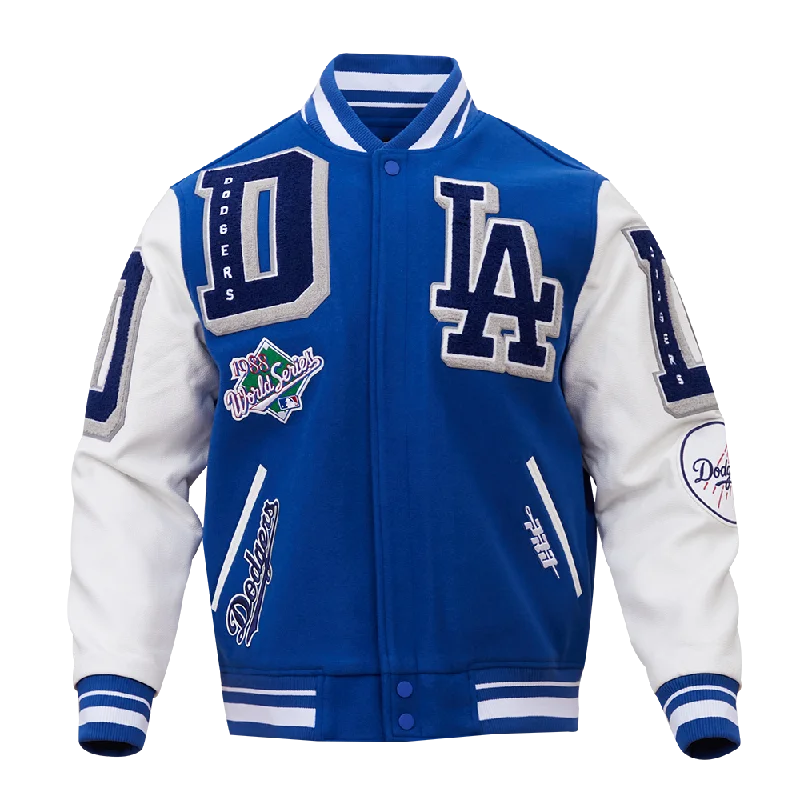 MLB LOS ANGELES DODGERS MASHUP MEN'S RIB WOOL VARSITY JACKET (DODGER BLUE/WHITE)