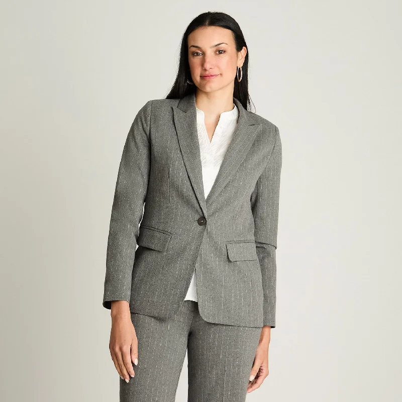 Blazer Un Botón Con Solapa En Bolsillo Gris