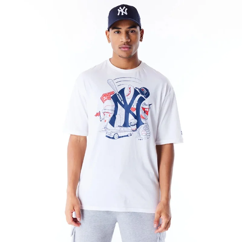 New York Yankees MLB Food Graphic White Oversized T-Shirt