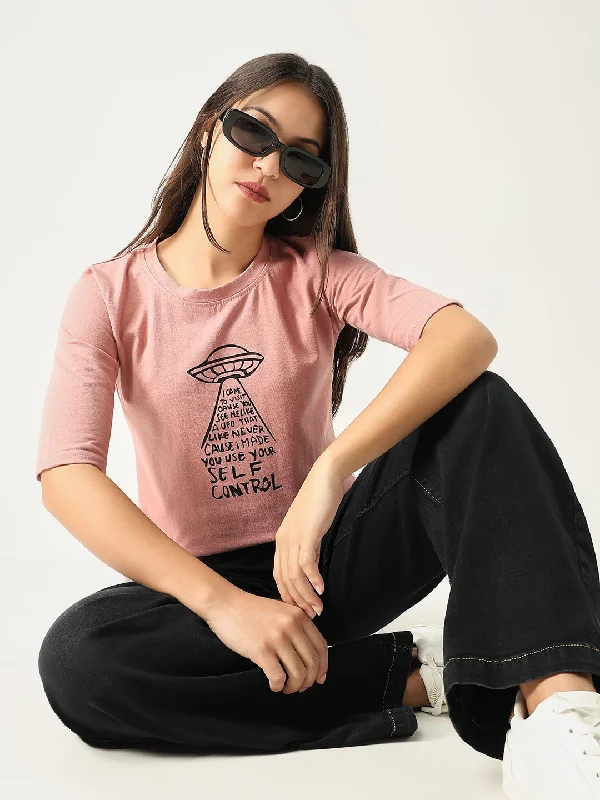 Women Graphic Peach T Shirt