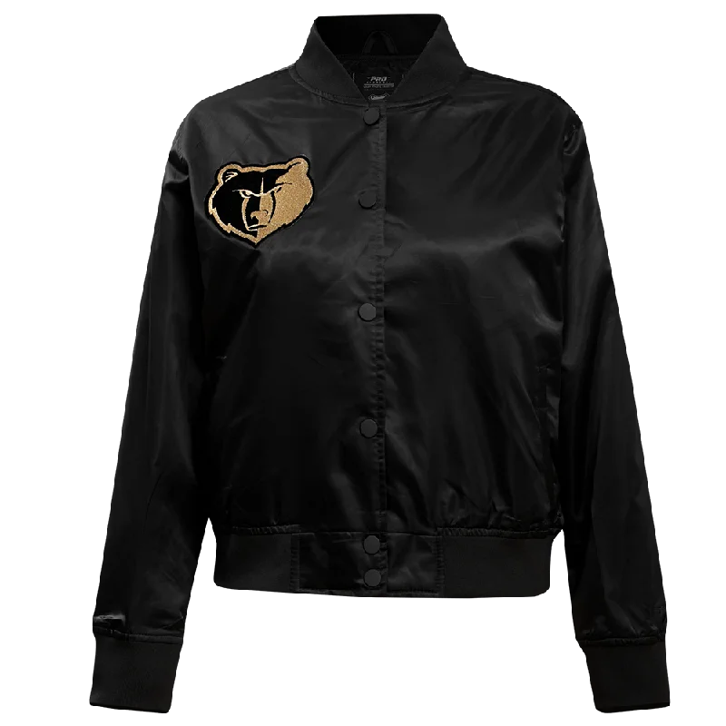 NBA MEMPHIS GRIZZLIES HOLIDAY GLAM WOMEN'S SATIN JACKET (BLACK)