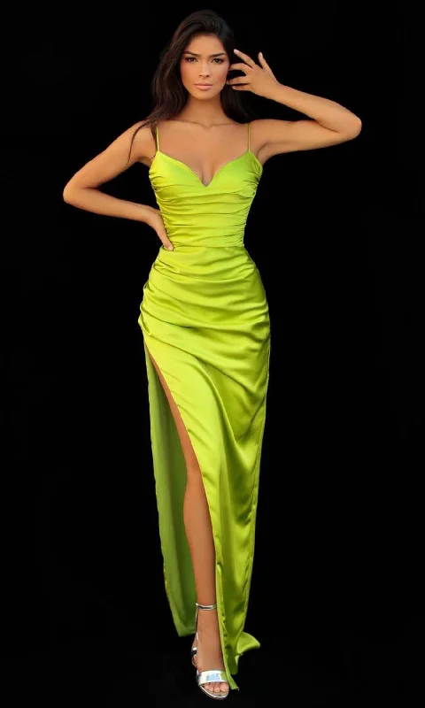 Tarik Ediz - 51151 Draped Satin Gown With Slit