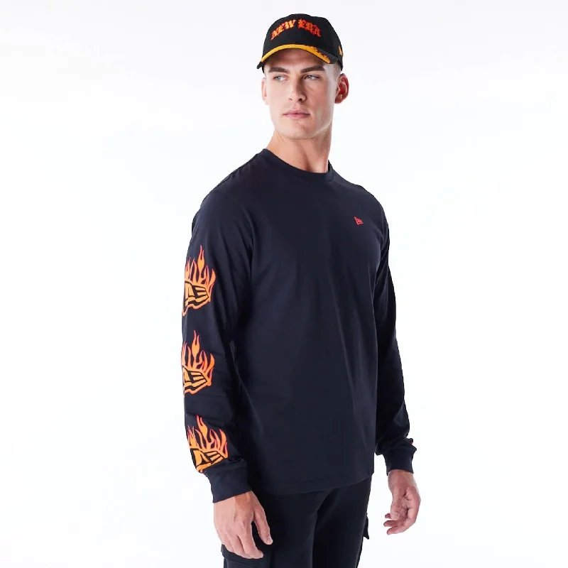 New Era Flag Flame Black Long Sleeve T-Shirt