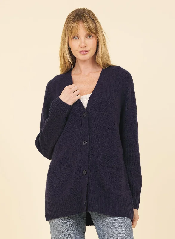 Morgan Cashmere Cardigan - Navy