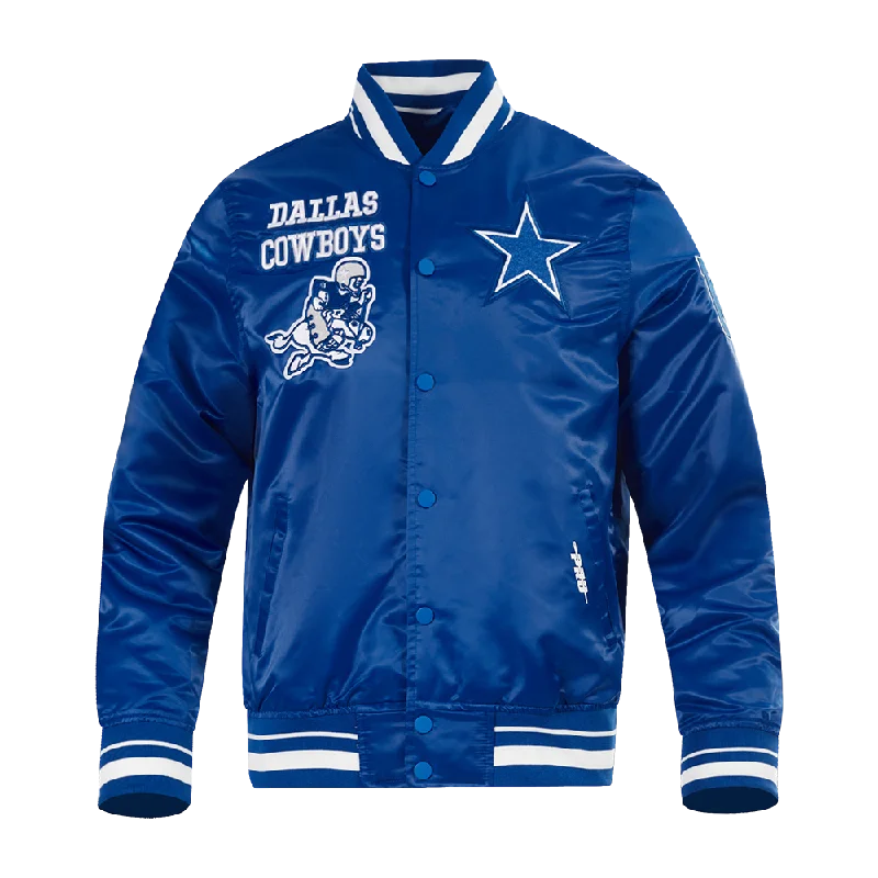 NFL DALLAS COWBOYS RETRO CLASSIC MEN'S RIB SATIN JACKET (DOGERS BLUE)