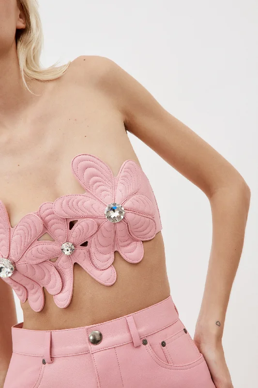 Mussel Flower Light Pink Leather Bandeau