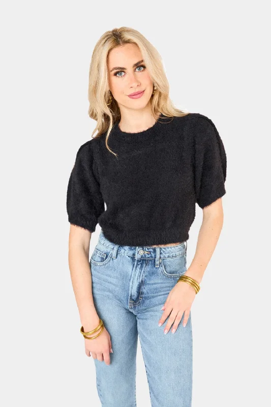 Macy Crop Sweater - Black