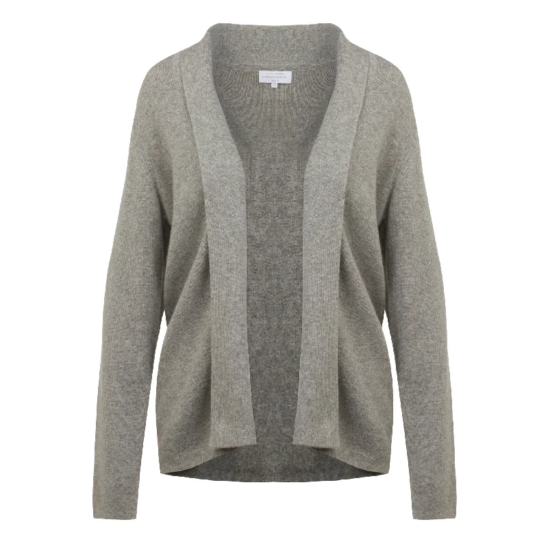 Ribbed Cashmere Cardigan in Silver Grey