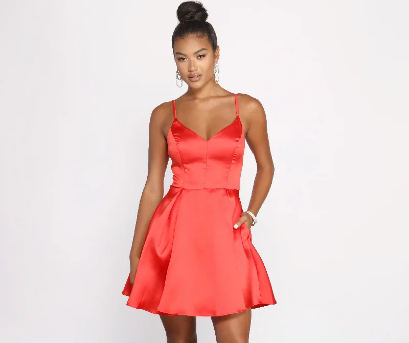 Ellie Sleeveless Satin Party Dress