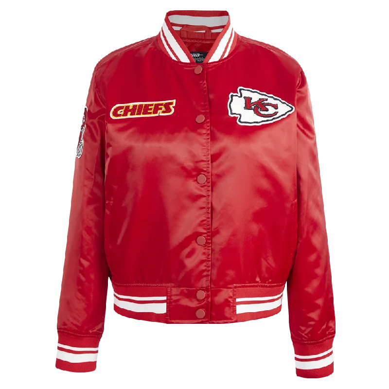 NFL KANSAS CITY CHIEFS RETRO CLASSIC WOMEN'S RIB SATIN JACKET (RED)