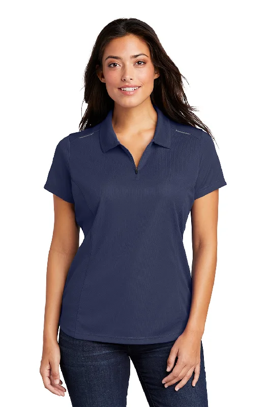 Port Authority Womens Moisture Wicking Short Sleeve Polo Shirt - True Navy Blue