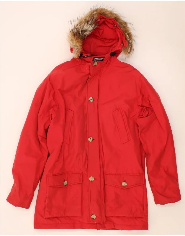 WOOLRICH Womens Hooded Padded Coat UK 14 Large Red