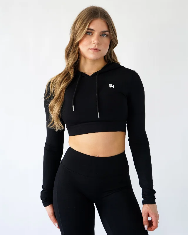 Define Crop Hoodie - Black