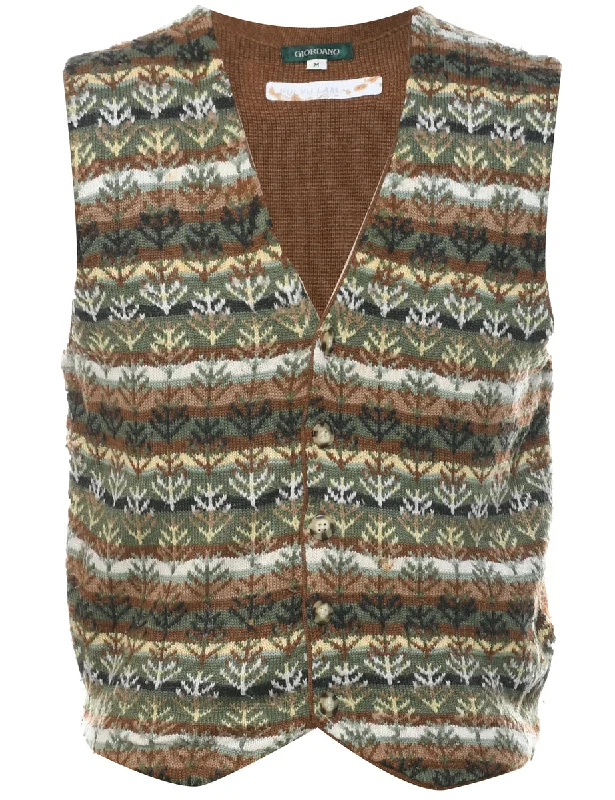 Button Through Sweater Vest - M