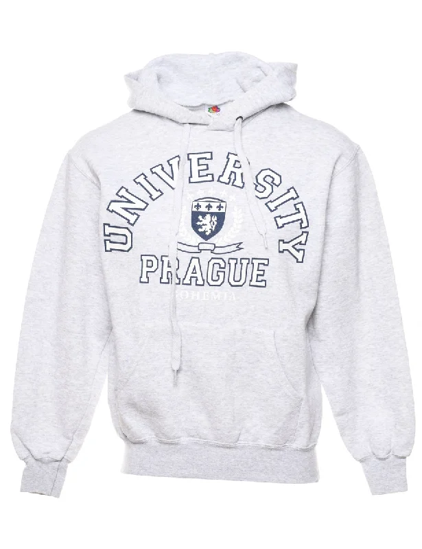 University Prague Grey Printed Hoodie - S