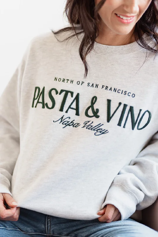 1897 Active Pasta & Vino Napa Valley Fleece Sweatshirt for Women in Ice Grey | T727-ICEGREY