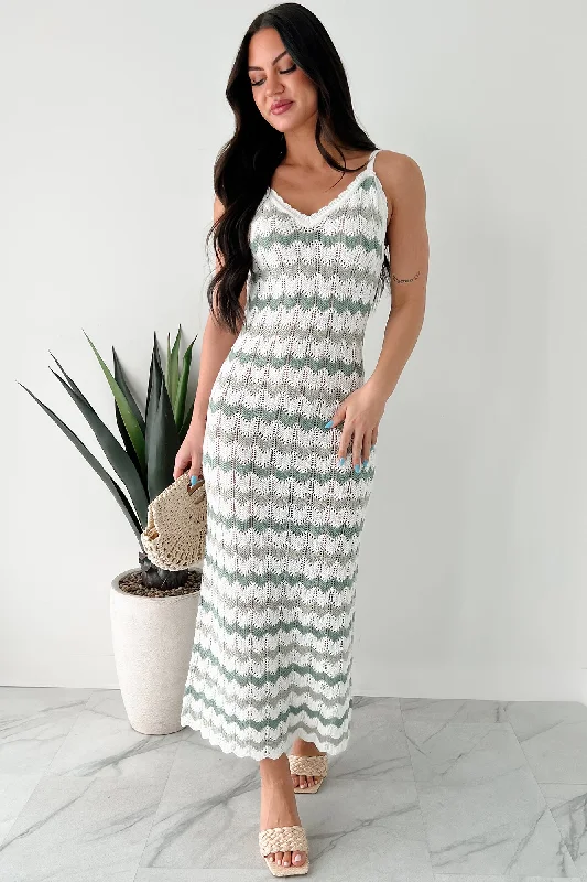 Simply Striped Sweater Knit Maxi Dress (Sage Combo)