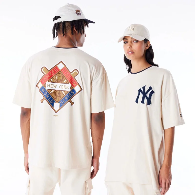 New York Yankees World Series Light Beige Drop Shoulder T-Shirt