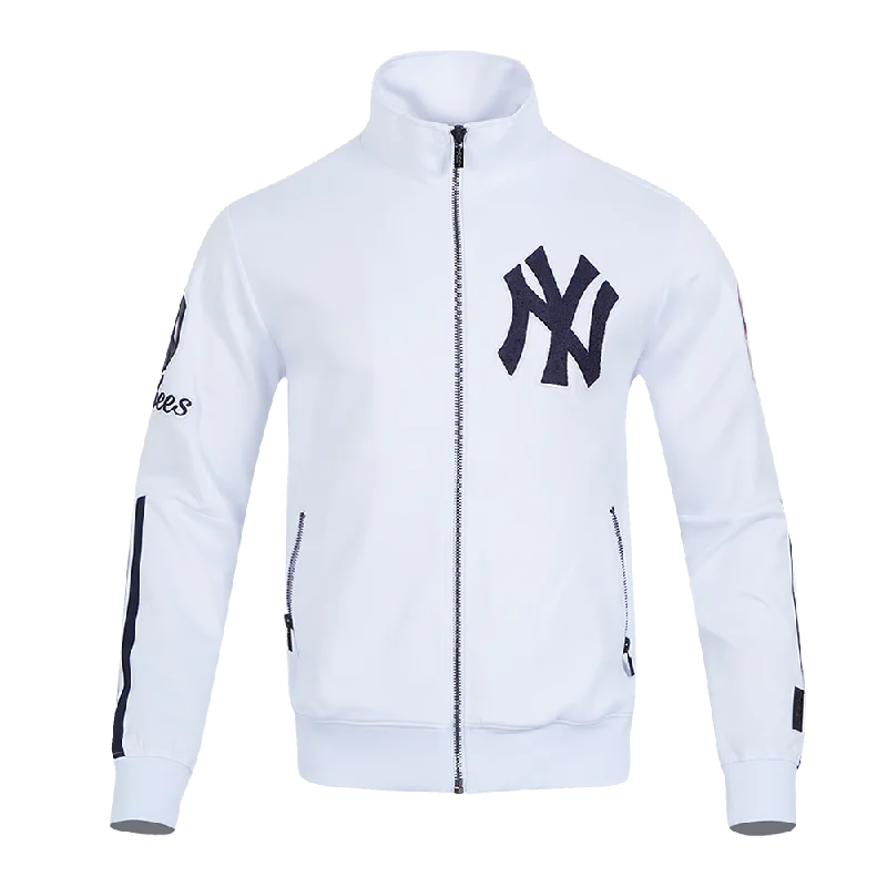 MLB NEW YORK YANKEES CLASSIC MEN'S DOUBLE KNIT TRACK JACKET (WHITE/MIDNIGHT NAVY)