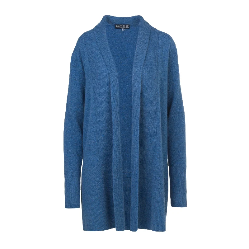 Long Cashmere Cardigan in Denim Blue